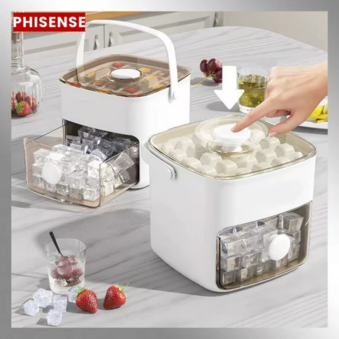 Dispenser De Gelo Bandeja Caixa 48 Cubos Com Gaveta Botão Solta Gelo E Pegador Luxo - Urban Store