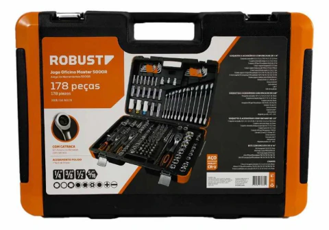 JOGO FERRAMENTAS OFICINA MASTER 5000R 178PÇS - ROBUST