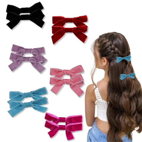 12pz Moño De Listón De Terciopelo Para Niña. Picky®