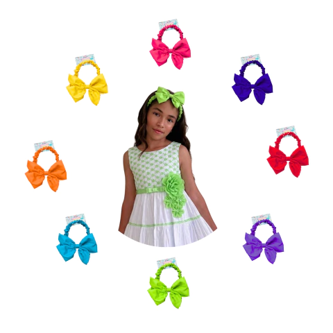 12 Bandas Elásticas Con Moño Jumbo Para Niña. Picky®