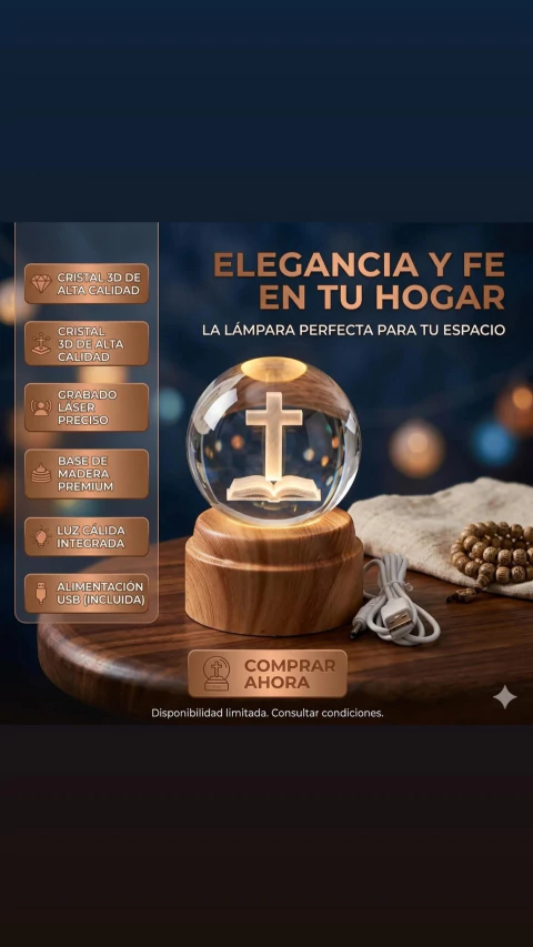 ✨ Ilumina tu fe con elegancia ⛪ Lámparas de cristal 3D exclusivas