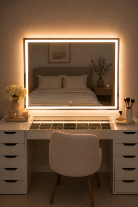 Espejo rectangular luz frontal