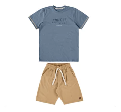 Conjunto Verão Roupa Infantil Camiseta Malha E Bermuda Sarja - loja online