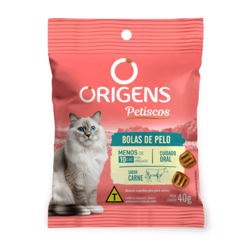 Petisco Origens Bolas de Pelo Gatos Adultos Carne
