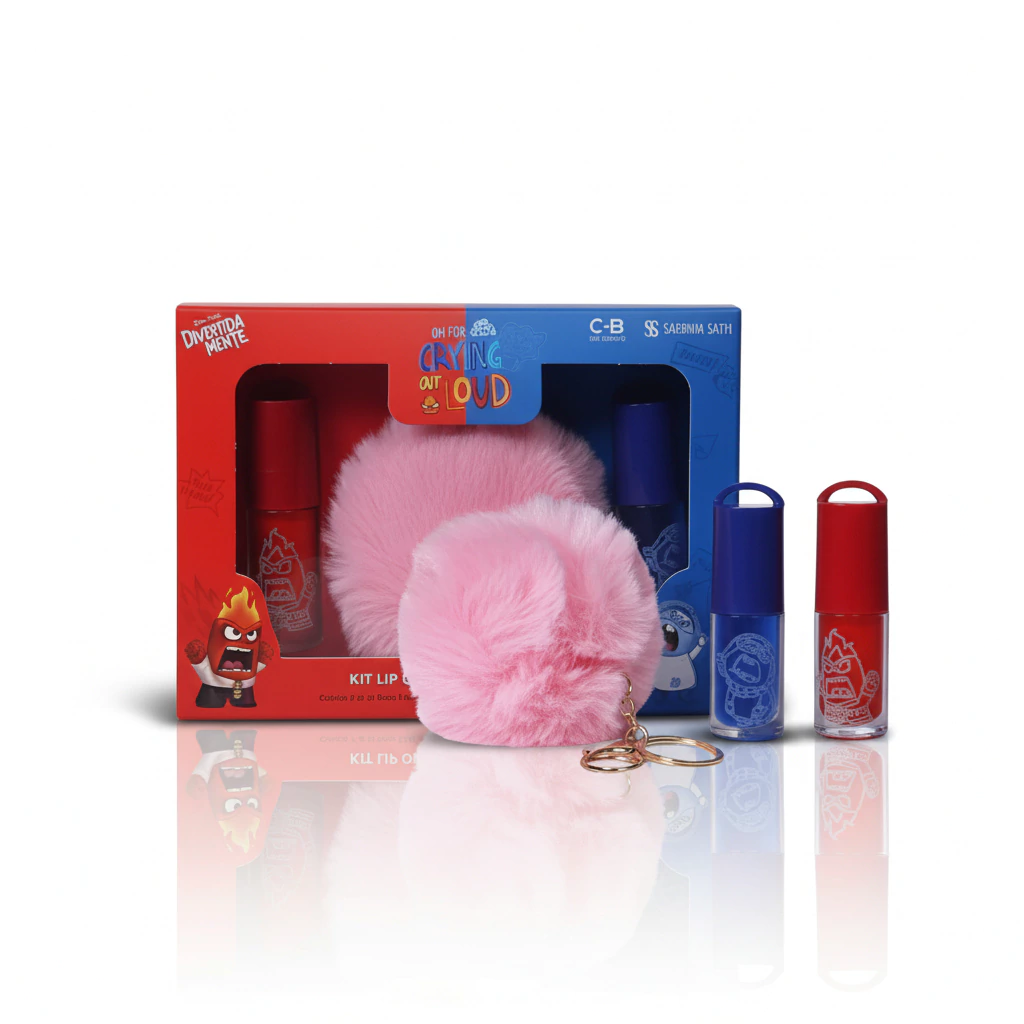 Kit Lip Oil Raiva + Lip Oil Tristeza + Chaveiro Pompom