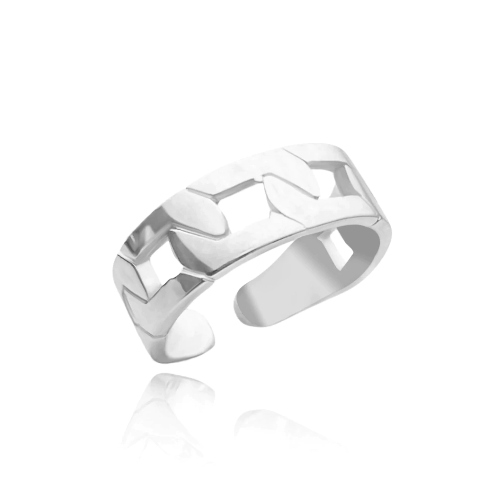 Anel masculino corrente ajustável - Banhado em prata 925