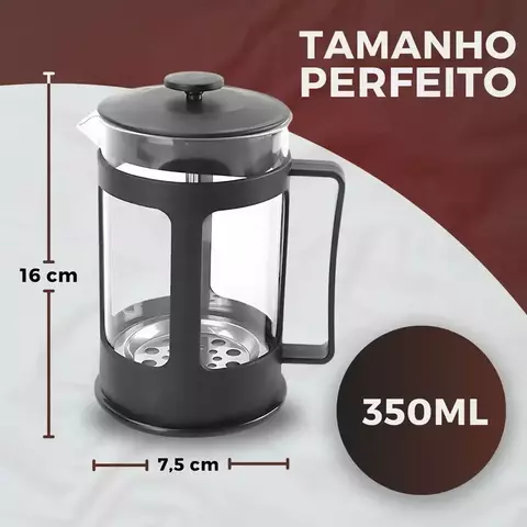 Cafeteira Prensa Francesa Cremeira em Vidro Café Espuma de Leite Chá 350ml