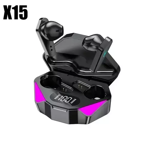 X15 tws gaming fones de ouvido sem fio bluetooth 5.0 com microfone baixo impulsi