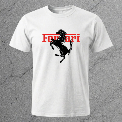 Remera Ferrari Caballo Formula F1 Blanca