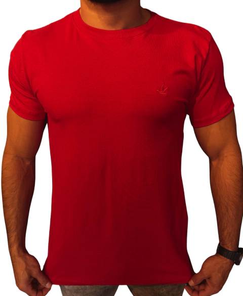 Camiseta Básica Brooks Masculina Vermelha Slim – Gola Careca | Malha Peruana