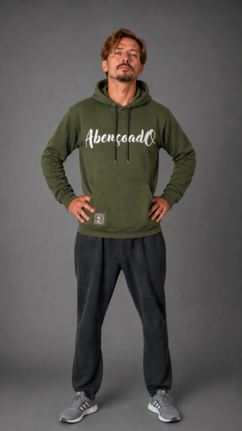 Moletom com Capuz "AbençoadO" da ONEEL - Verde Exército - comprar online