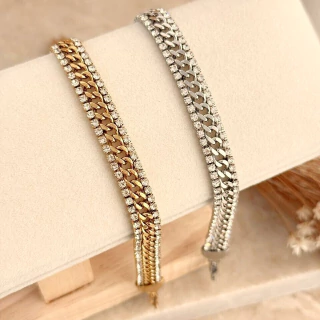 Pulseira linhas iluminadas em aço inoxidável