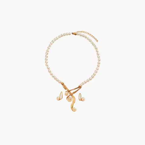 Colar de Pérolas com Detalhes Dourados