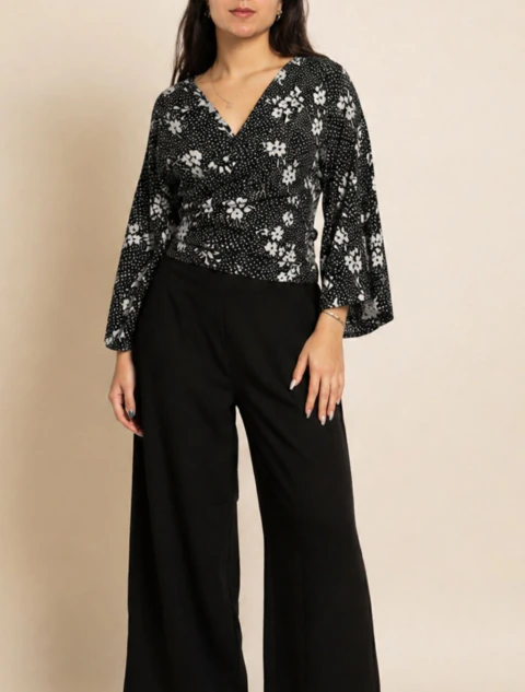 Top Cruzado Sari Negro