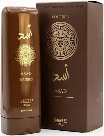 Creme hidratante corporal perfumado Asad Bourbon Isabelle La Belle masculino 200 ml com frasco e embalagem.