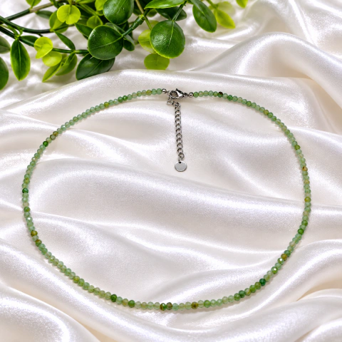 Choker Quartzo Verde Multifacetado 2mm Cristal 100% Natural - Saúde, Imunidade, Cura e Prosperidade