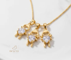 Imagem do Colar Mãe de três com Zircônia - Banhado Ouro