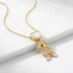 Colar Mãe de Um Coração e Madrepérola - Banhado Ouro - Dayany Semijoias