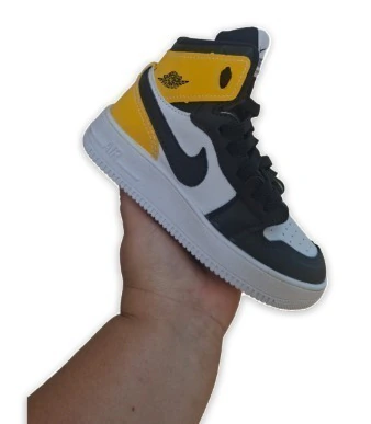 Tênis Infantil Cano Alto Air Preto, Branco e Amarelo - Masculino