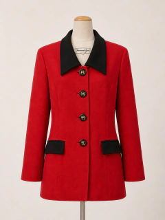 Blazer rosan com gola preta