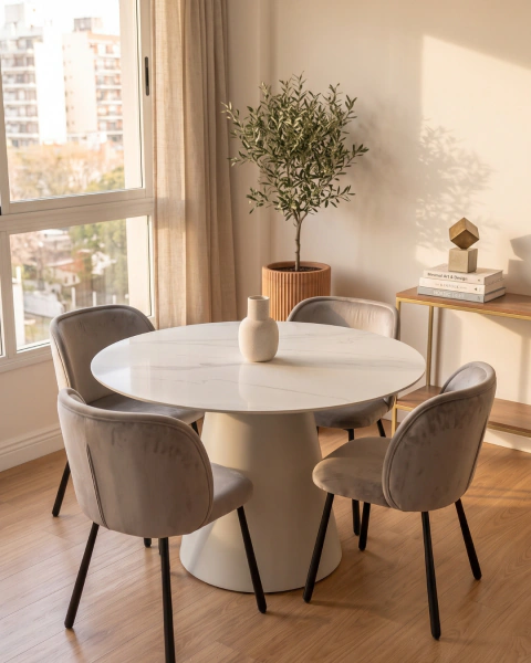 Comedor luna 120 + 4 Sillas Roma