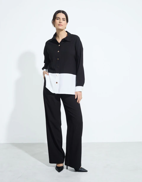 Calça Reta Alfaiataria Manhattan Preto