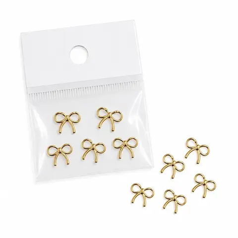 Moños Tipos Lazos Dorado Grande Set de 5 Dijes