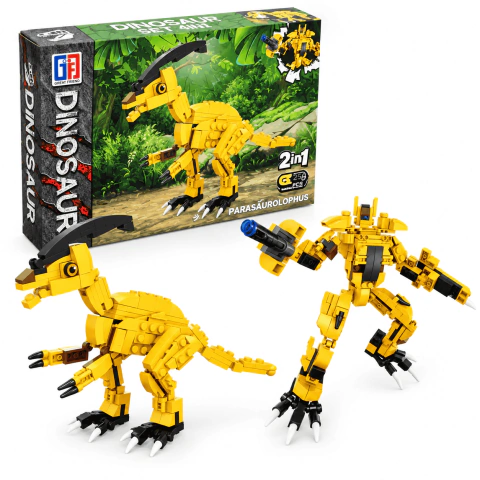 BLOCOS DE MONTAR DINOSSÁURO 2 X 1 VIRA ROBÔ COM 254 PÇS REF BD0395