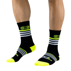 Meia Marcio May Preta Faixas Branca Amarelo Fluor - comprar online