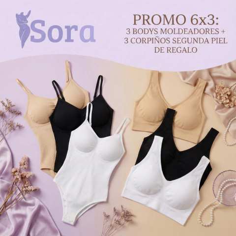 PROMO 6x3 | 3 Bodys Modeladores + 3 Corpiños Segunda Piel - comprar online