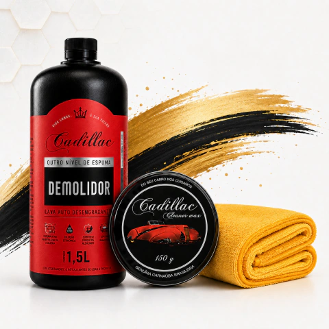 Kit Demolidor Cadillac 1,5L + Cera Carnauba + Microfibra
