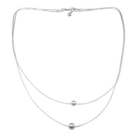 Gargantilla de Plata 925 bolitas doble