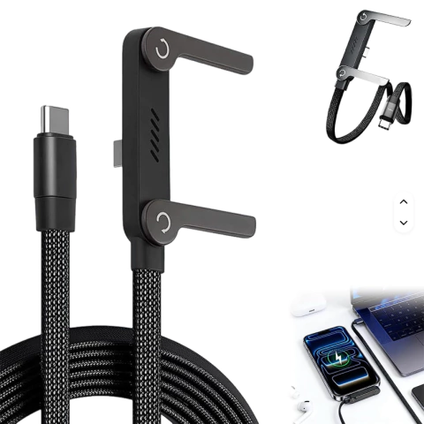 CABLE CARGADOR USB-C a USB-A con Soporte Plegable