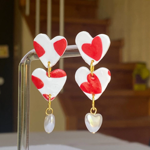 Mini corazon doble con perlita - comprar en línea