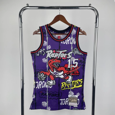 Regata NBA Retrô Toronto Raptors 98-99 Vince Carter N°15 Roxa Grafitada