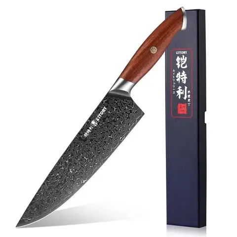 Cuchillo de Chef Gyuto Kitory. Hoja 21 cm. Núcleo VG-10 y Damasco de 67 Capas