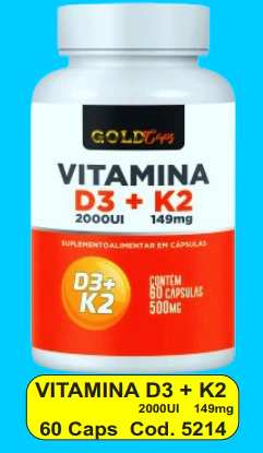 VITAMINA D3 + K2 60 CAPS 500 MG GOLD