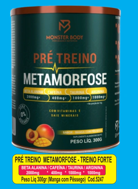 METAMORFOSE PRE TREINO 300G MANGA C PESSEGO MONSTERBODY