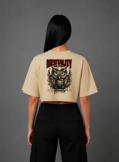 Cropped Oversized Estampa Mentality
