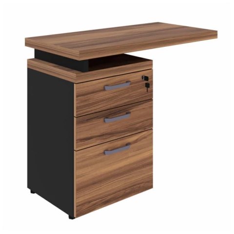 Mesa AUXILIAR c/ 03 Gavetas Pedestal NOGAL SEVILHA - COD201