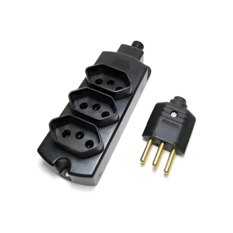 Régua Barra Tripla 10A/20A + Plugue Macho 10A - Ilumi (Para Montar Extensão)