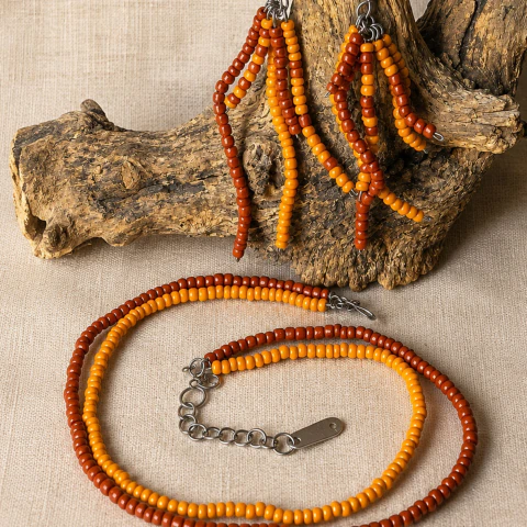Conjunto raizes - Acéssorios artesanal em miçangas - TORUGA