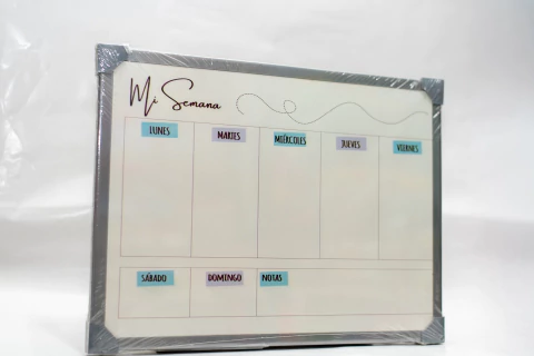 Pizarra Semanal Borrable Mi Semana – Organizador Semanal con Marco de Aluminio 40 x 60cm
