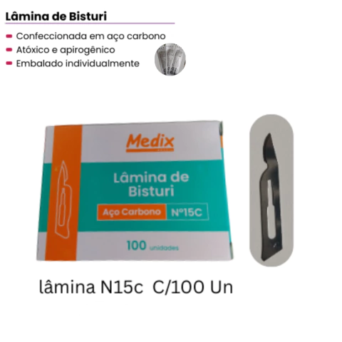Lâmina de Bisturi N15C Medix caixa/100un
