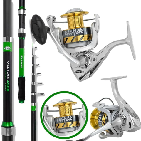 Kit Pesca Praia Vara Veltrix Gtx Surf Molinete Ragnar