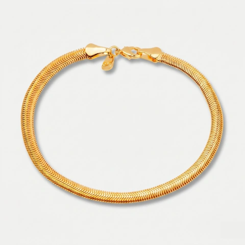 Pulseira Dourada Rabo de Rato Feminina em Ouro 24K Premium