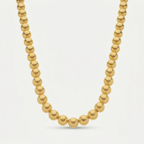 Colar Feminino Banhado 24K Bolas Médias