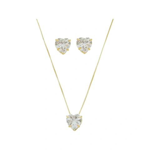 Conjunto Colar + Brincos Mini Coração