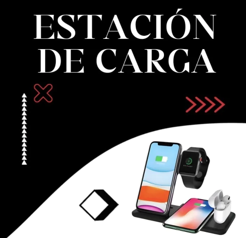 Estación De Carga 4 En 1 Para Celulares Auriculares Reloj