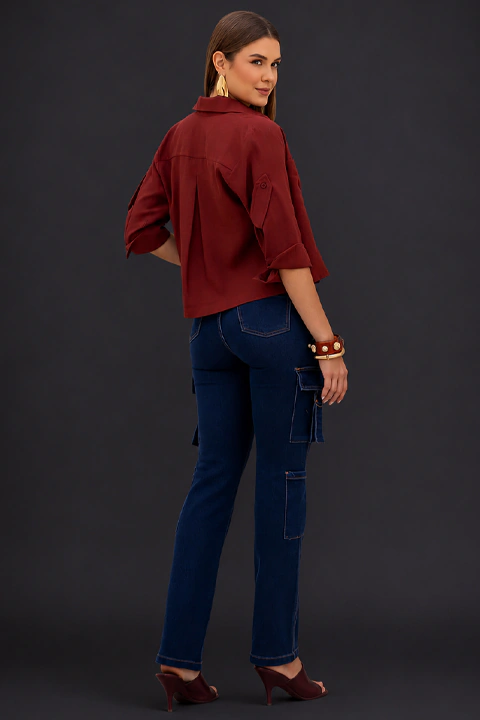Cargo Jeans Feminina Bokker